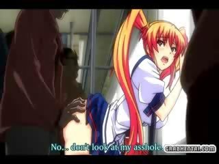 Hentai coed ngón và ass fucked lược trong các xe lửa qua người da đen